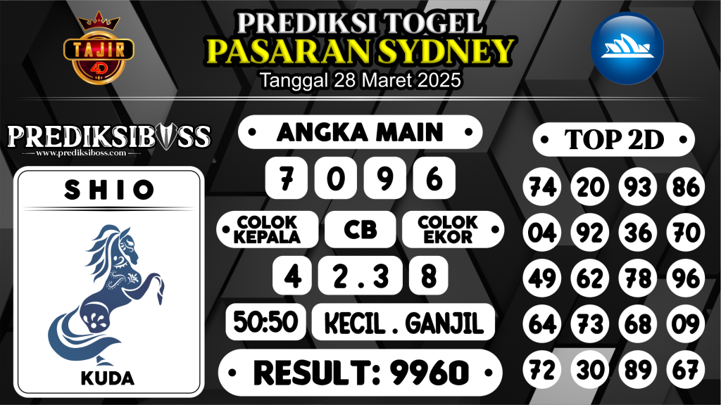 https://prediksibosstoto.com/prediksi-boss-togel-sidney-jumat-28-maret-2025/