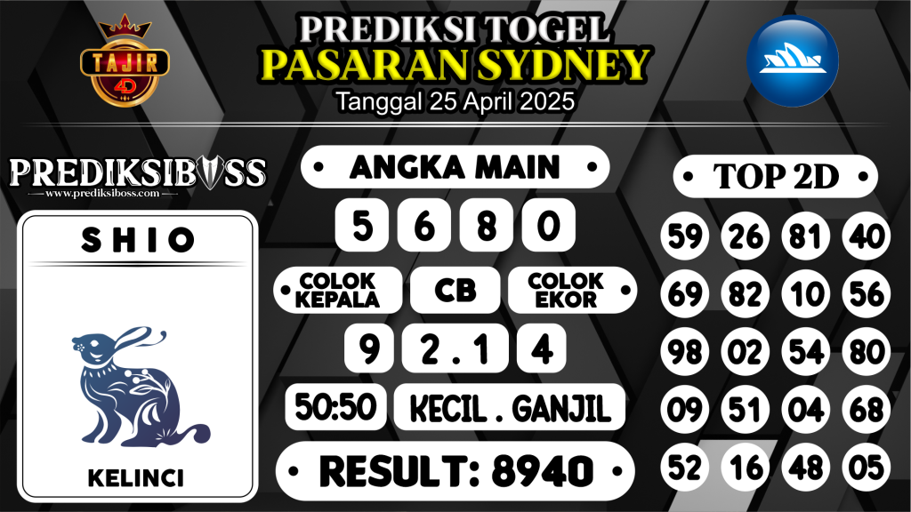 https://prediksibosstoto.com/prediksi-boss-togel-sidney-jumat-25-april-2025/