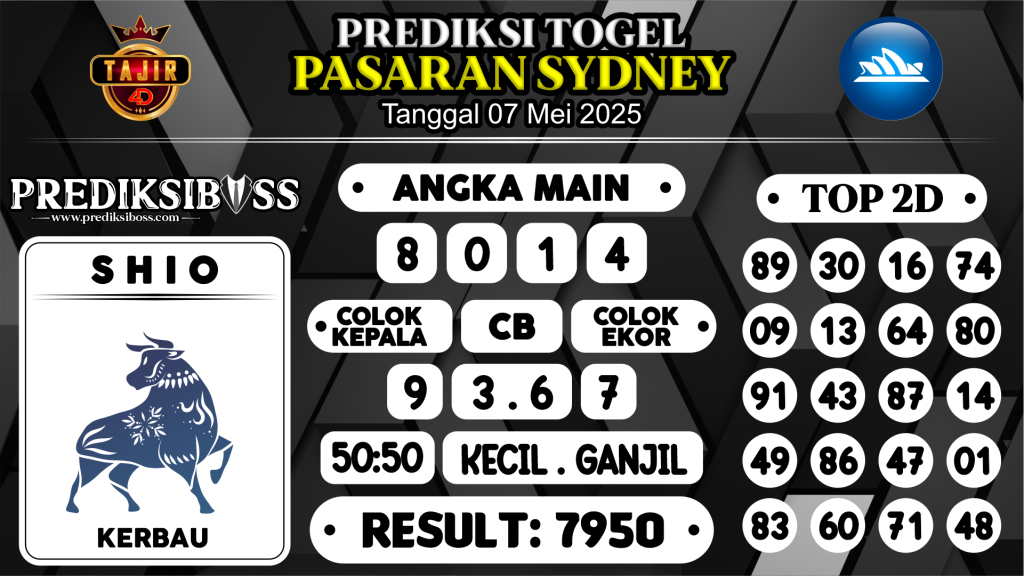 https://prediksibosstoto.com/prediksi-boss-togel-sidney-rabu-07-mei-2025/