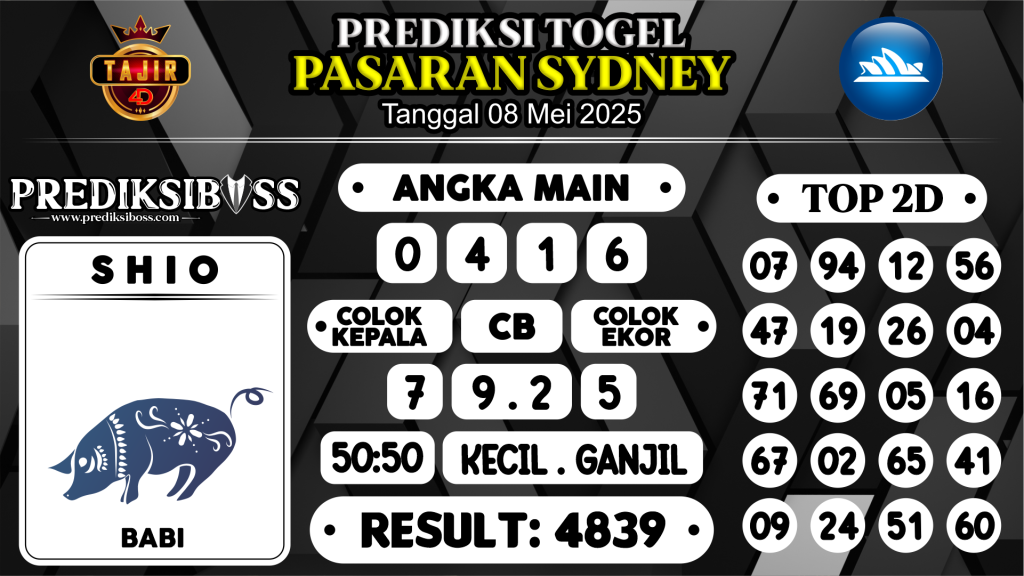 https://prediksibosstoto.com/prediksi-boss-togel-sidney-kamis-08-mei-2025/